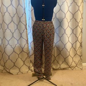 Business casual blue pink and green tie pants